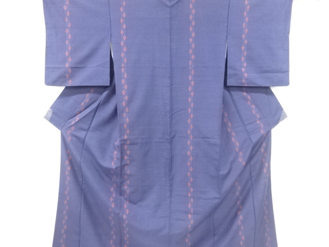JAPANESE KIMONO / ANTIQUE KIMONO / SILK / HAND WOVEN TSUMUGI / CROSS KASURI & ABSTRACT FLOWERS